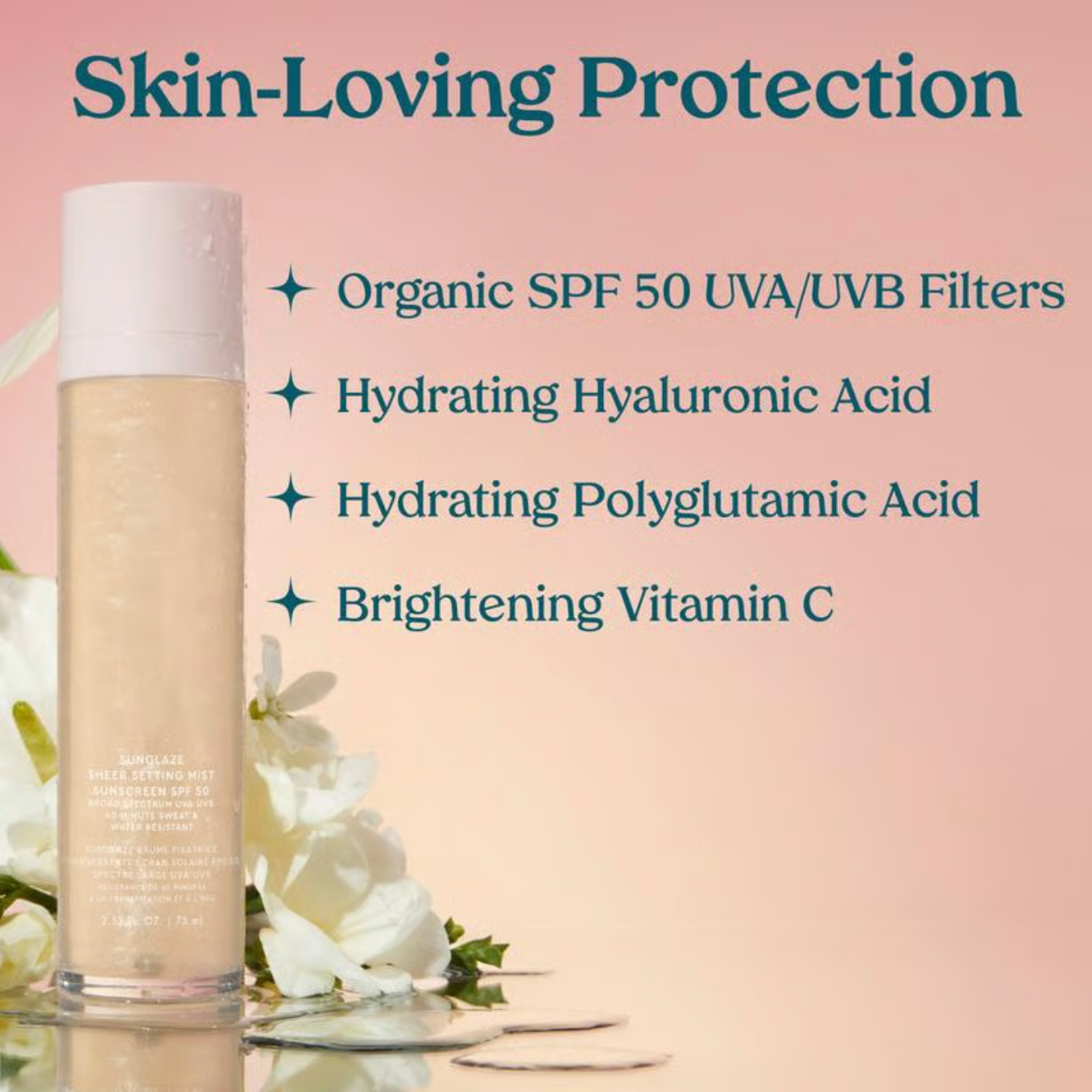 SUNGLAZE™ SHEER SETTING MIST SPF 50